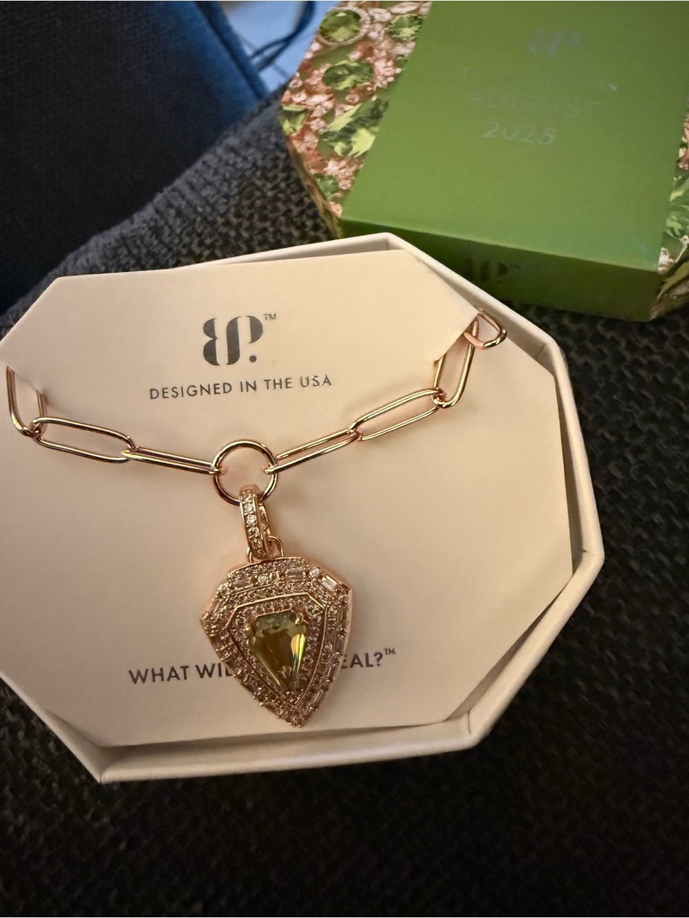 Peridot on rose gold necklace - August birthday